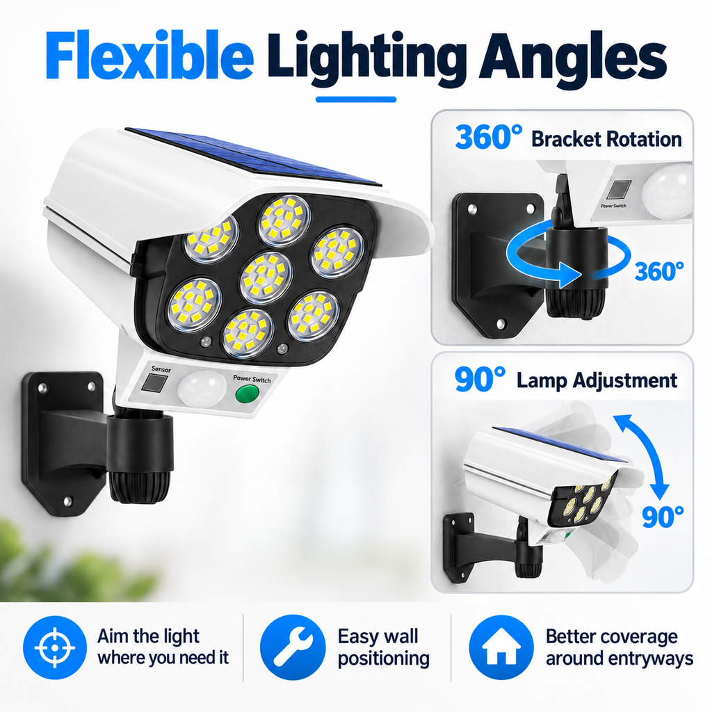 🚨 SunSentry – Solar Simulated Surveillance Camera Light with Motion Sensor, Remote Control & No Wiring ☀️