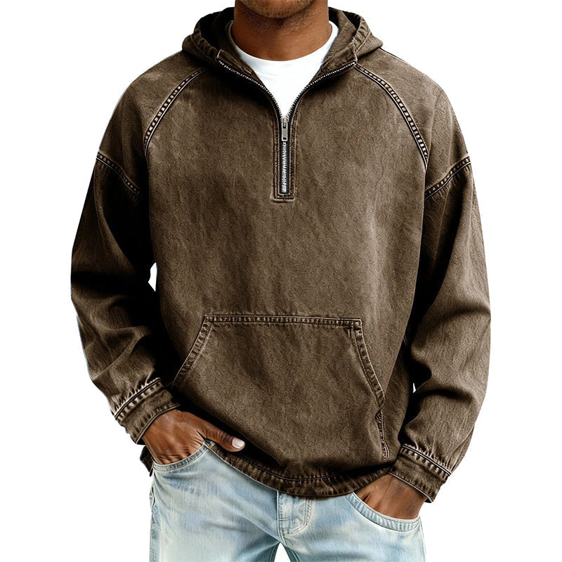 ✨ UrbanEase – Men’s Denim-Inspired Zip Hoodie 👖