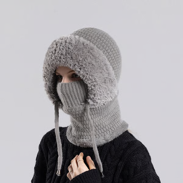 CozyHood – 💥🎁 Plush-Lined Knit Hooded Balaclava with Built-In Scarf