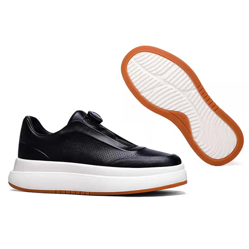 DialStride – Genuine Leather Round-Toe Casual Sneakers