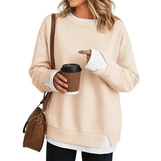 LayerEase – Women’s Oversized Faux Two-Piece Sweatshirt