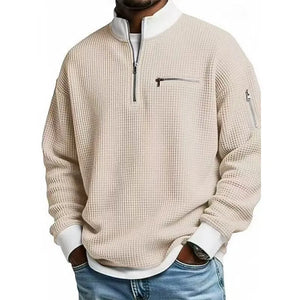 ZipCrest – Men's Casual Stand-Up Collar Contrast-Zip Sweatshirt