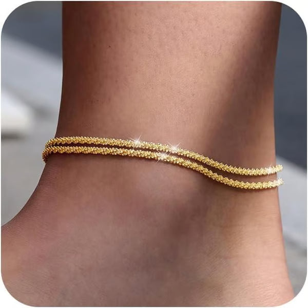 SparkleStep – Minimalist Layered Shiny Anklet for Women