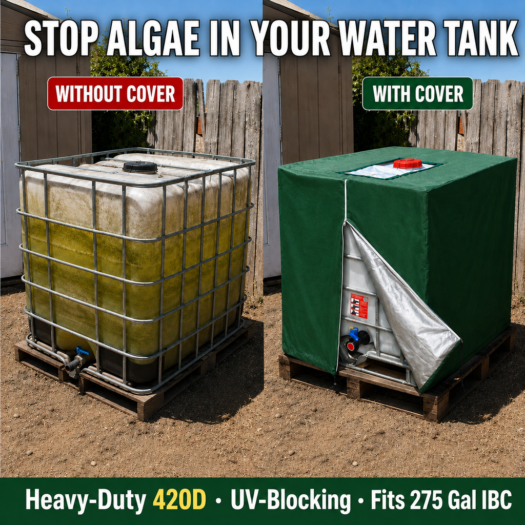 TankGuard – 💧 Waterproof IBC Tote Cover, Heavy-Duty, UV-Blocking, Secure Fit ⛈️