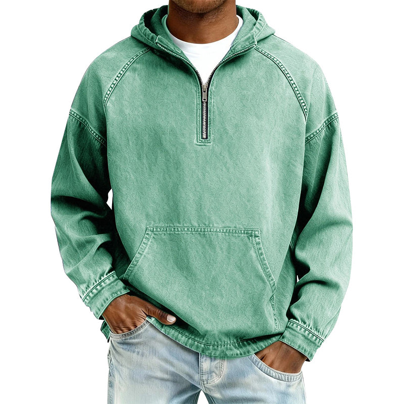 ✨ UrbanEase – Men’s Denim-Inspired Zip Hoodie 👖