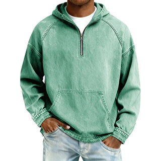 ✨ UrbanEase – Men’s Denim-Inspired Zip Hoodie 👖