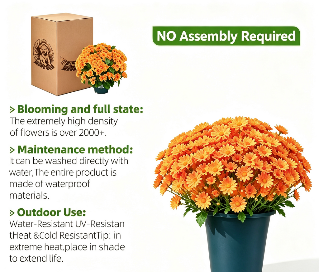 SunsetBloom – 💥🌼 Artificial Outdoor Mums, UV-Resistant, Waterproof & Windproof