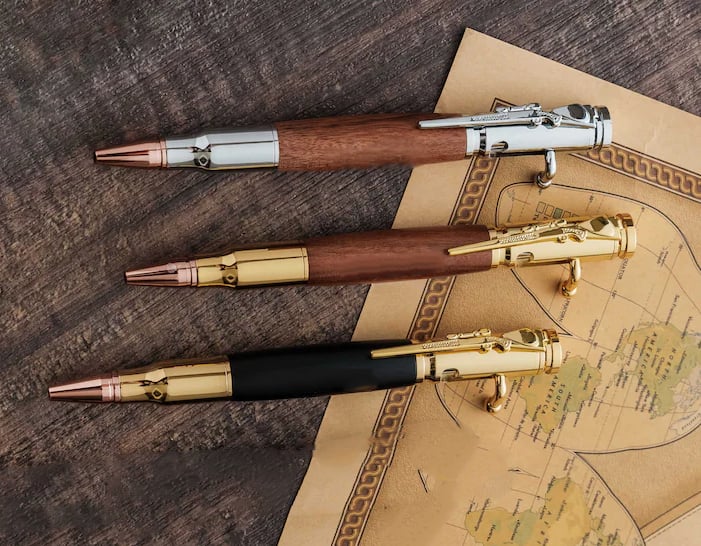 BoltScribe – 🖊Handcrafted by Jake Wilson🖊 Bolt-Action Wooden Bullet Pen Crafted from Real Wood & Bullet Casing