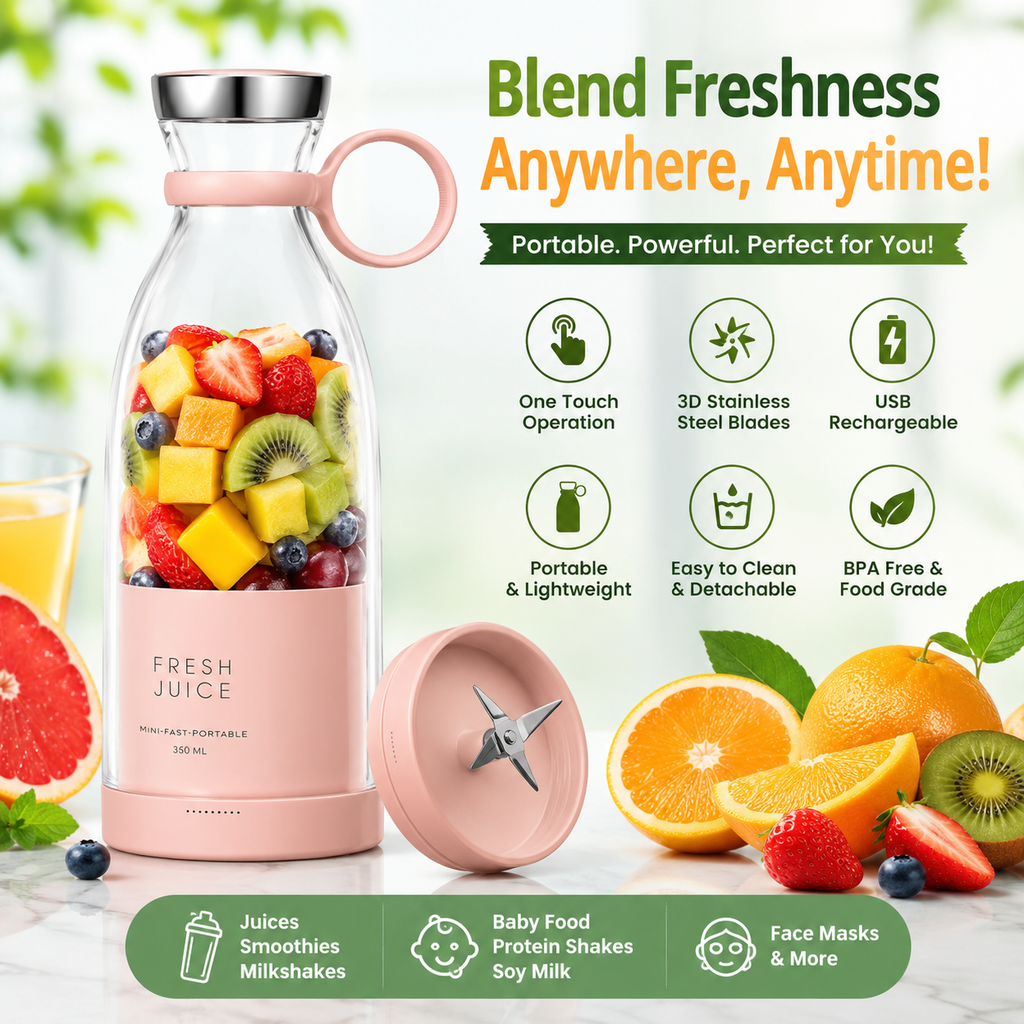 BlendGo – Portable USB Rechargeable 6-Blade Blender Bottle