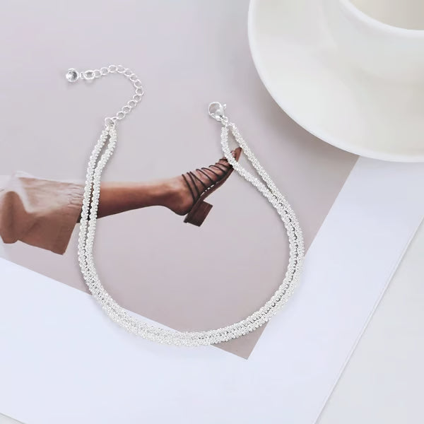 SparkleStep – Minimalist Layered Shiny Anklet for Women
