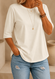 CalveraComfort – Women's Essential Round-Neck Cotton Tee