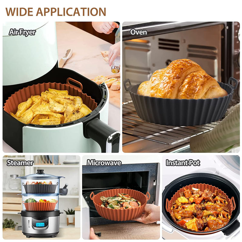 🔥 CrispNest – 6-Piece Non-Stick Silicone Air Fryer Baking Tray Set