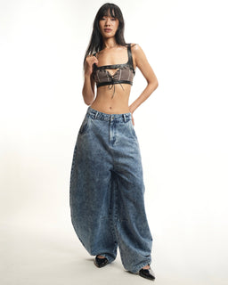 BarrelBloom – High-Rise Barrel Cut Wide-Leg Denim