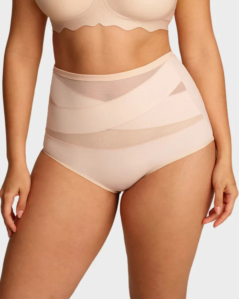 CrossSculpt Briefs – High-Waist Cross Tummy Control Panties, Plus-Size Multi-Pack
