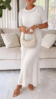 Elegant Knit Mesh Layered Two-Piece Maxi Dress (Buy 2 Free Shipping)