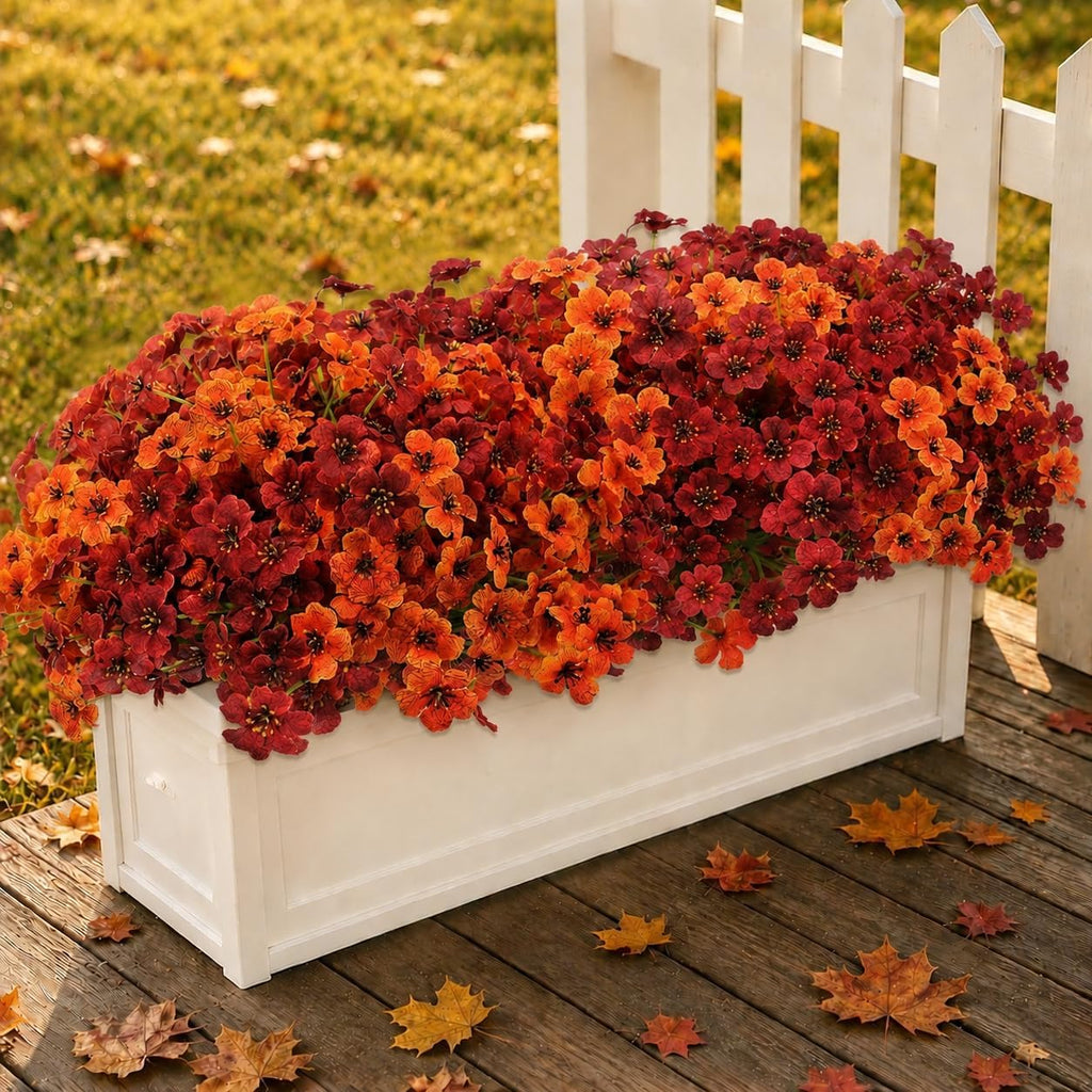 HarvestBloom – Fall & Halloween Artificial Flowers, 12 pcs UV-Resistant Colorful Faux Flowers🍂