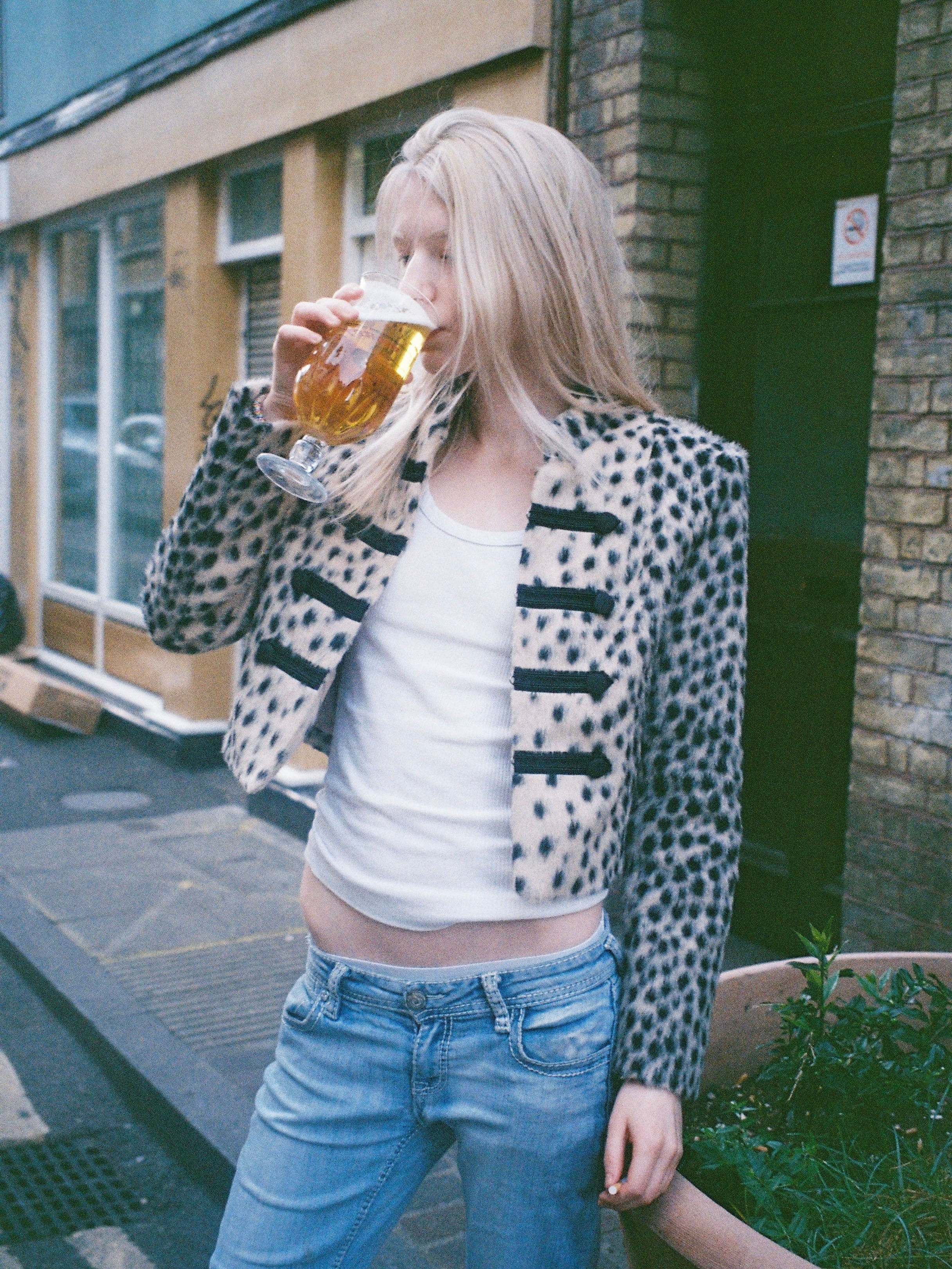 LeoFrost – Snow Leopard Faux Fur Cropped Military Jacket