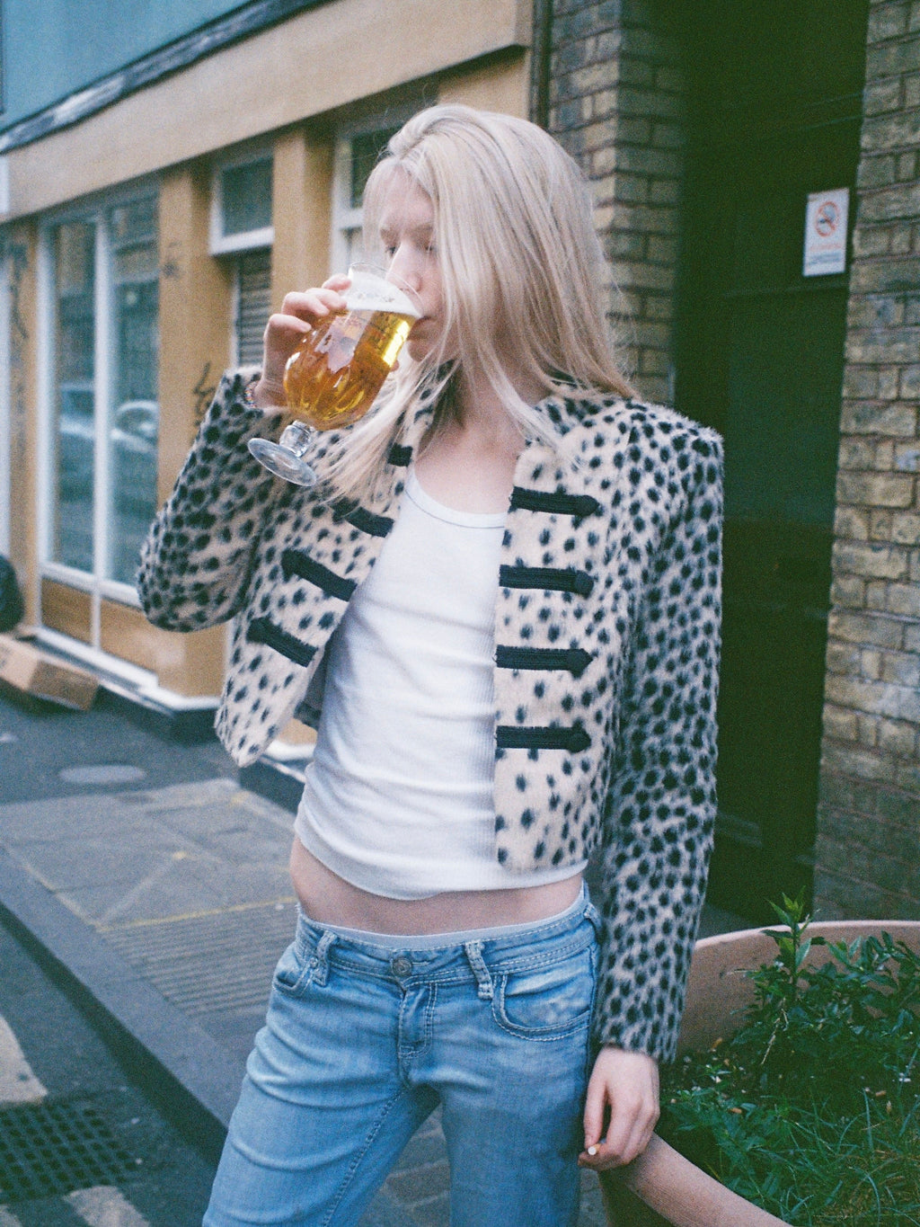 LeoFrost – Snow Leopard Faux Fur Cropped Military Jacket
