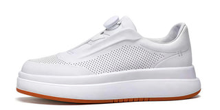 DialStride – Genuine Leather Round-Toe Casual Sneakers