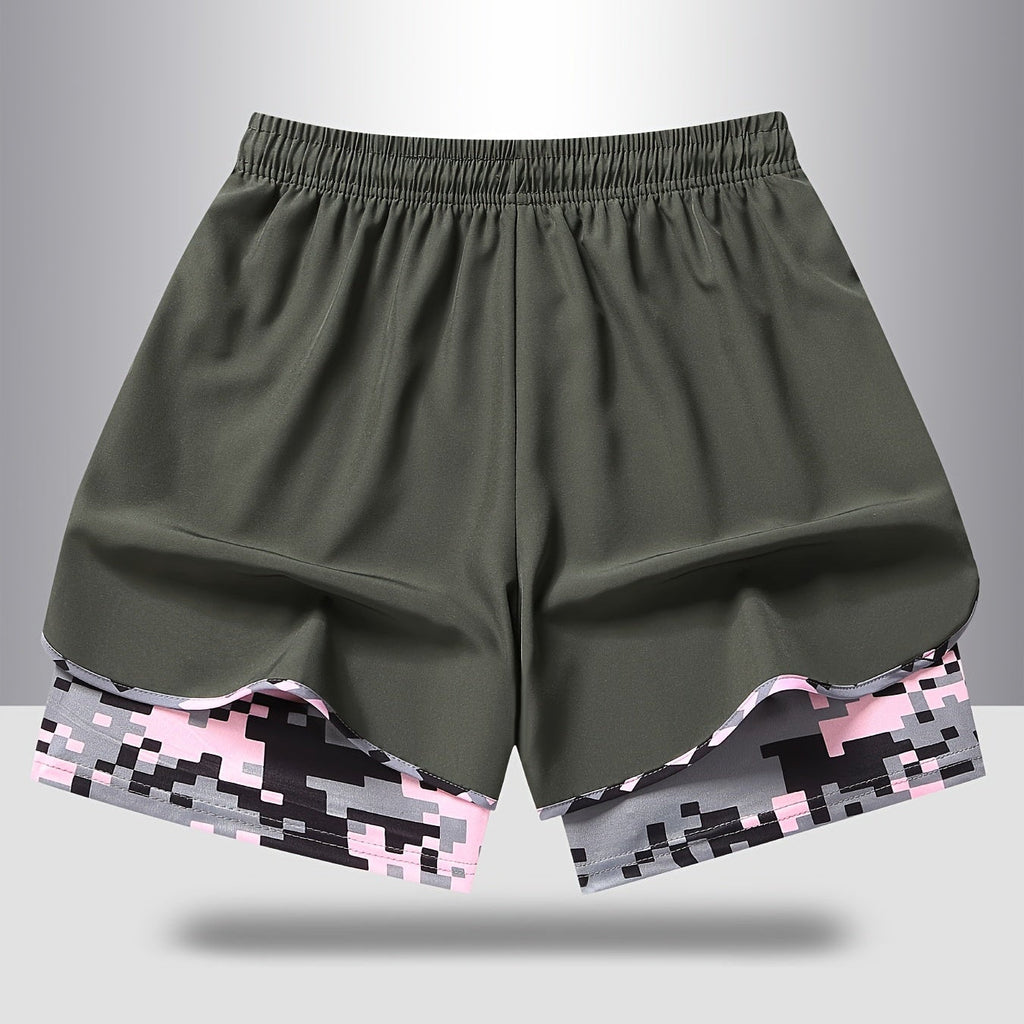 MoveEase – Women’s Double-Layer Athletic Shorts with Pockets