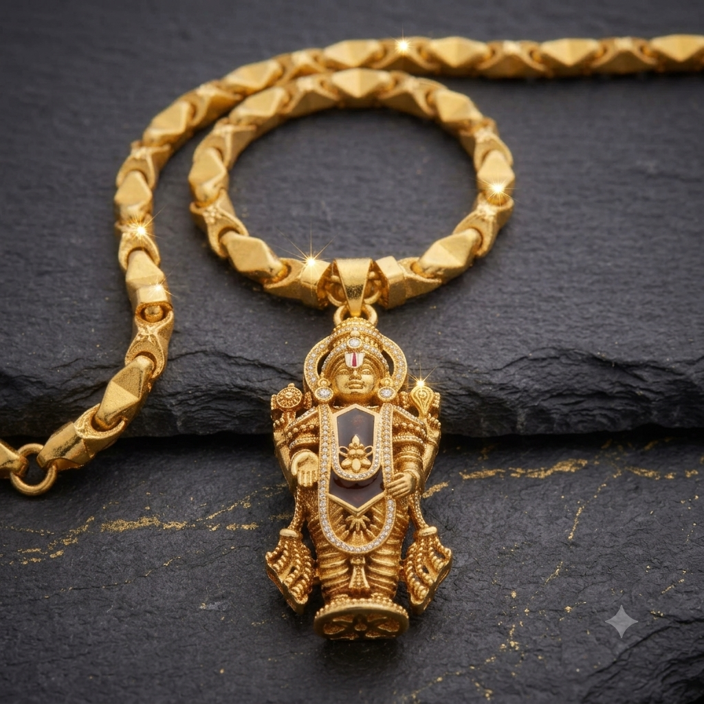 BalajiHeritage – Temple Gold-Tone Chain & Pendant