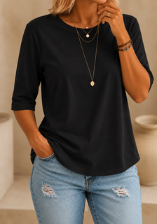 CalveraComfort – Women's Essential Round-Neck Cotton Tee