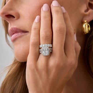 RadiantStack – 3-Piece Radiant-Cut Halo Ring Set in 925 Sterling Silver