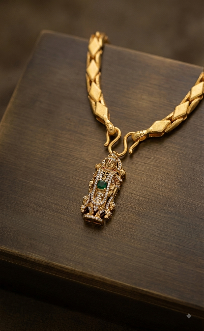 DivineGrace – Balaji Temple Gold-Tone Chain & Pendant