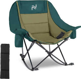 MoonRock – Padded Folding Camping Rocker with Cooler & Cup Pockets