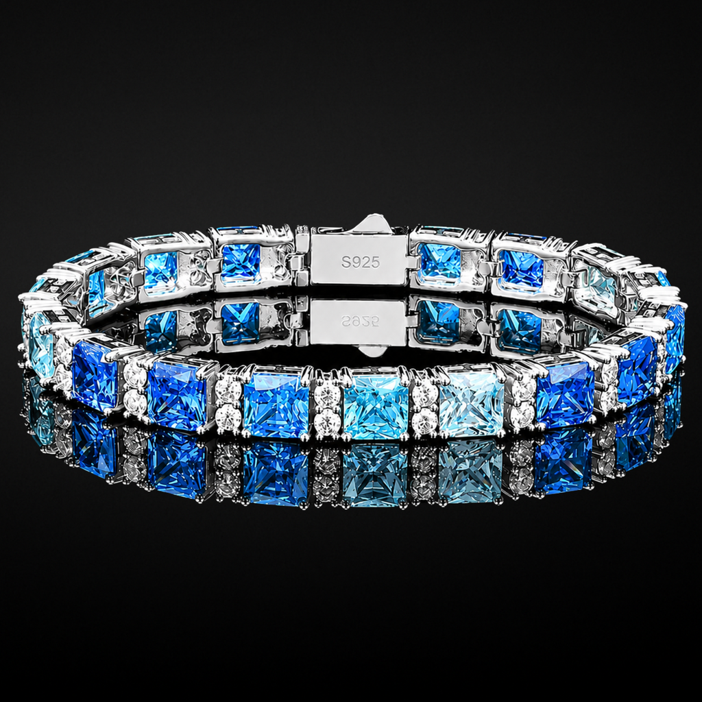 OceanBrilliance – Blue Moissanite Sterling Silver Bracelet