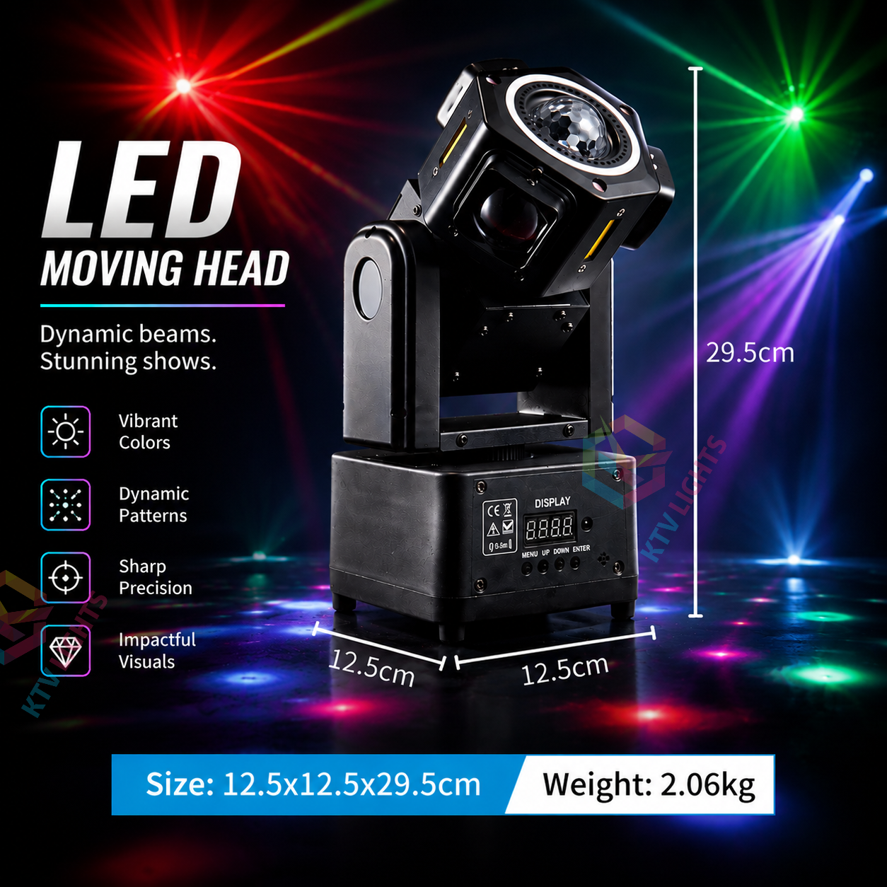 BeamSpin Mini – 80W LED Moving-Head Stage Light for DJ Parties and Events