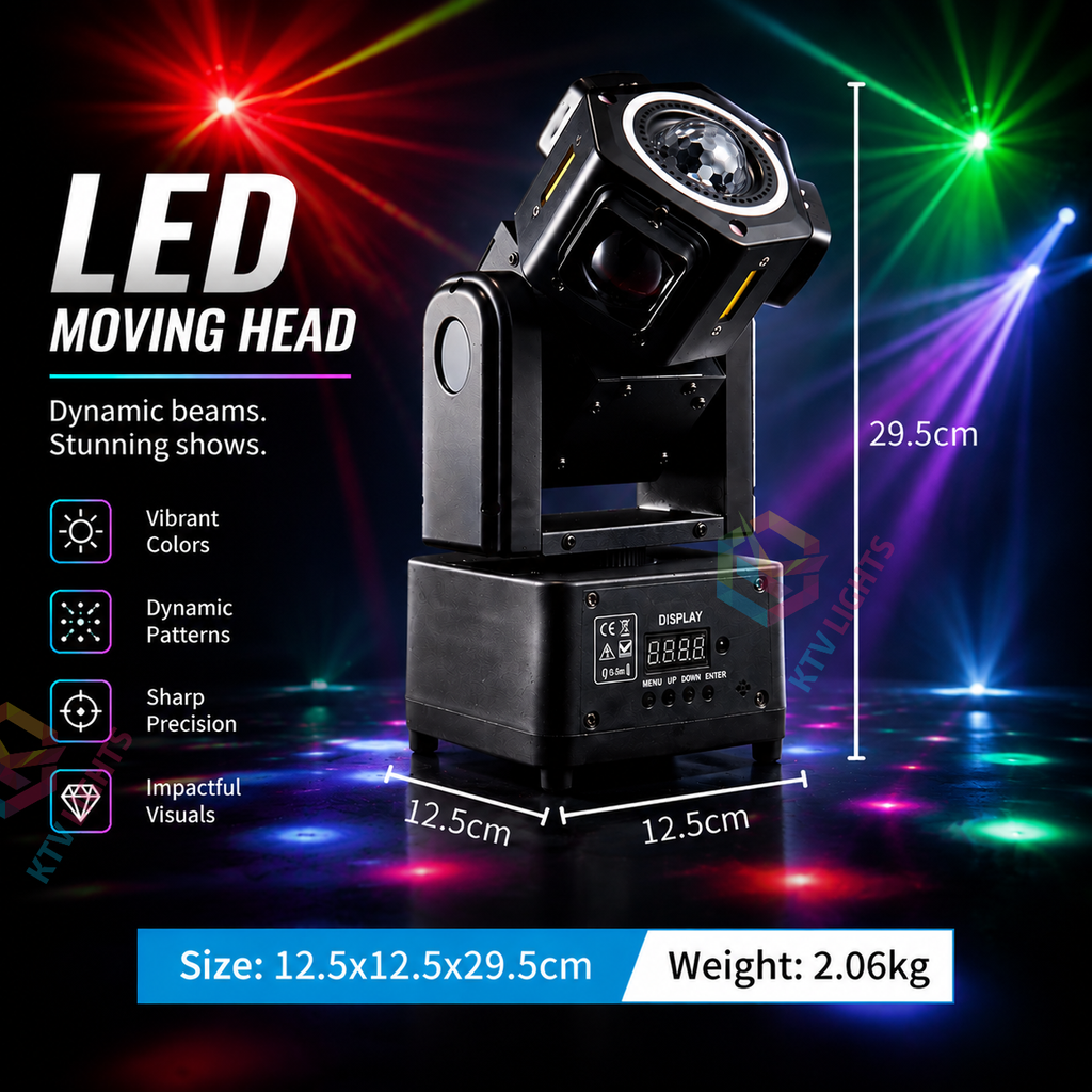 BeamSpin Mini – 80W LED Moving-Head Stage Light for DJ Parties and Events
