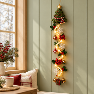YuleGlow – 🎄 Glowing Christmas Door Hanger with 6 Festive Lighted Designs & Space-Saving Vertical Décor ✨