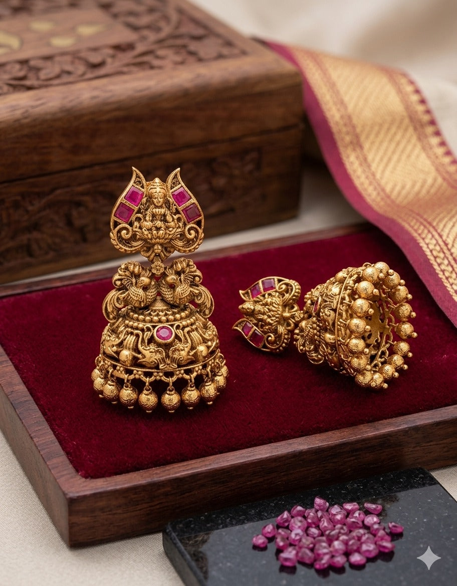 LakshmiHaram – Temple Jewellery Long Necklace with Goddess Lakshmi Pendant