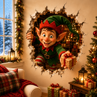 YuleBreak – 🔥 19.7 in (50.0 cm) Christmas Breaking Through the Wall Decal