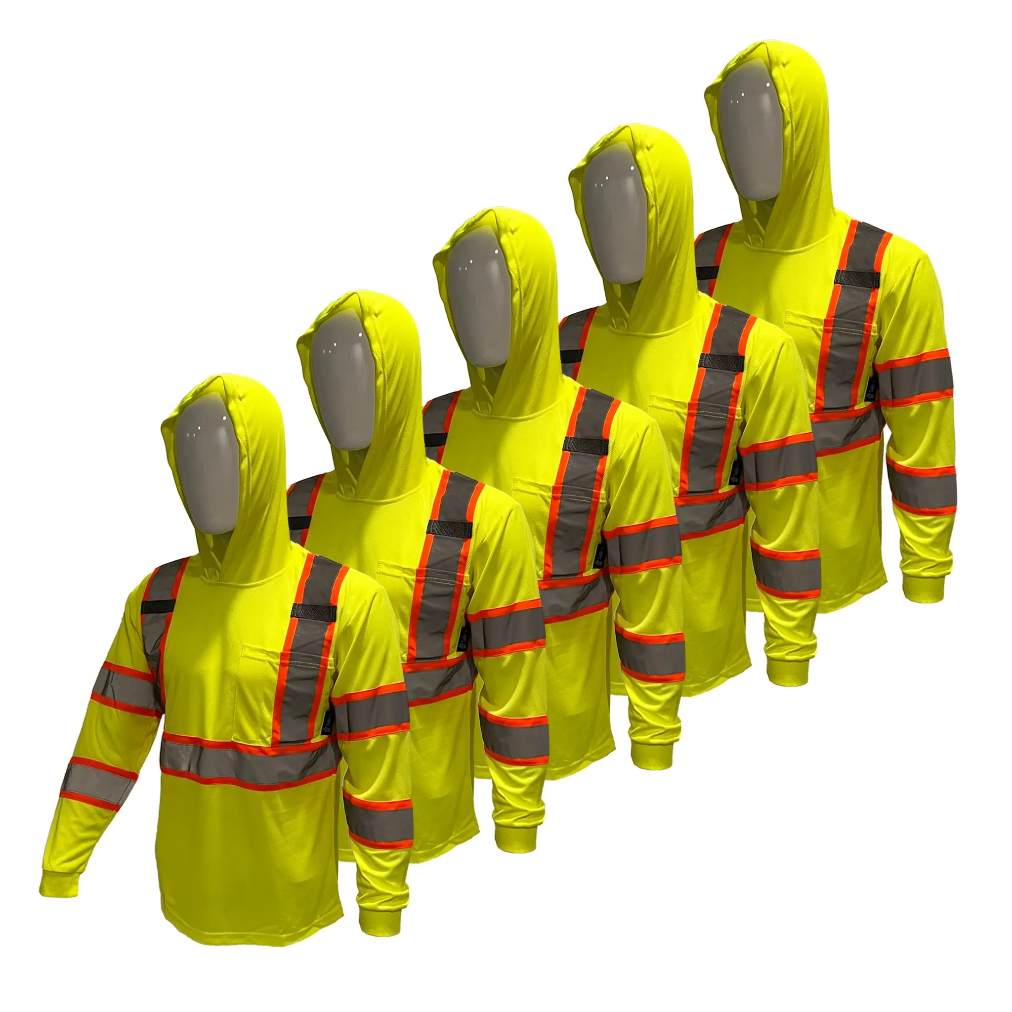 BrightShift – 🔥 Men's High-Visibility Hoodie Work Shirt, Long-Sleeve Reflective Safety Top