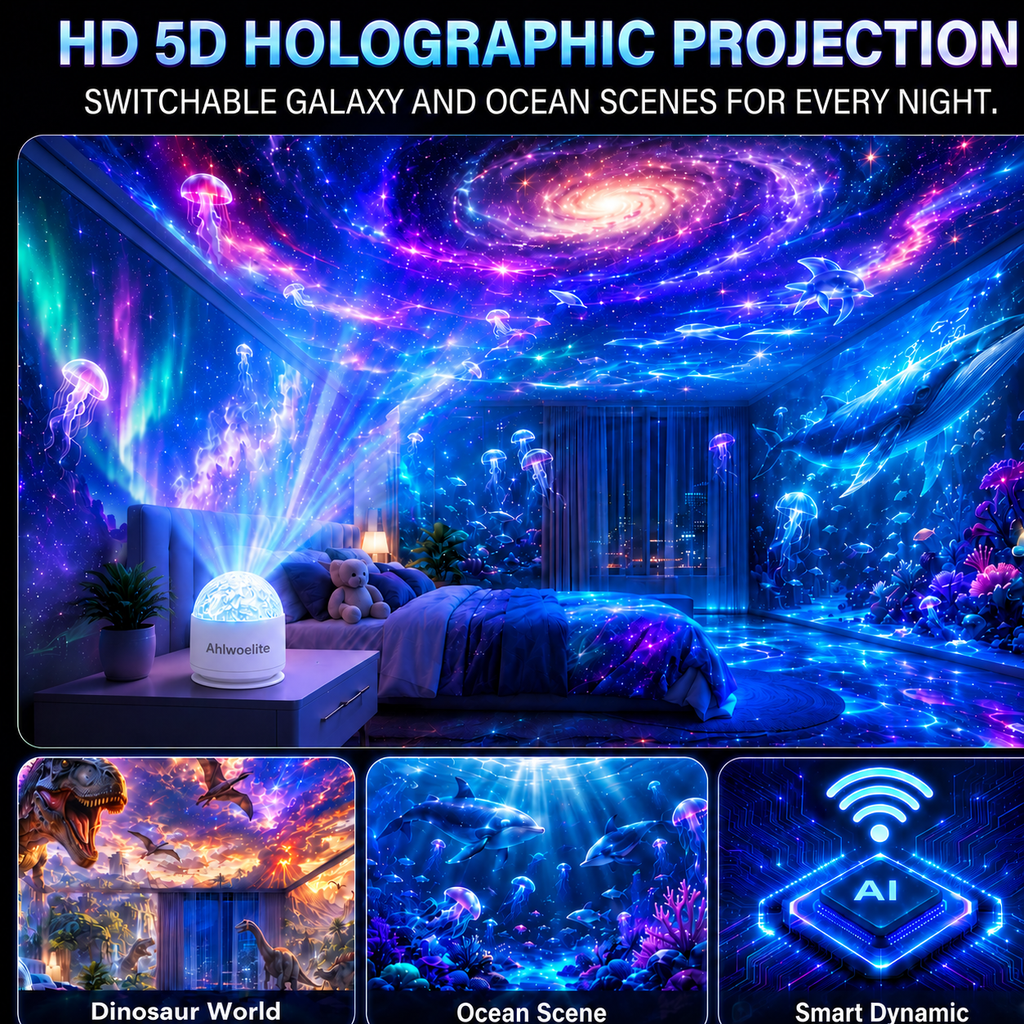 NebulaDome – 360° Smart Holographic Galaxy & Ocean Night Light Projector