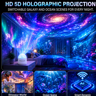 NebulaDome – 360° Smart Holographic Galaxy & Ocean Night Light Projector