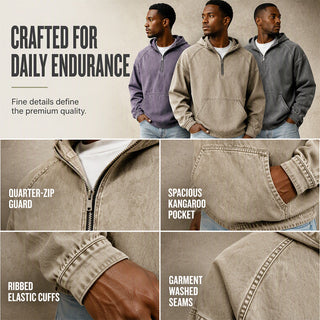 ✨ UrbanEase – Men’s Denim-Inspired Zip Hoodie 👖