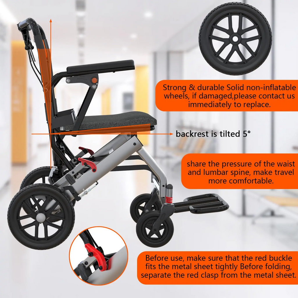 GlideFold – Lightweight Folding Transport Wheelchair for Seniors