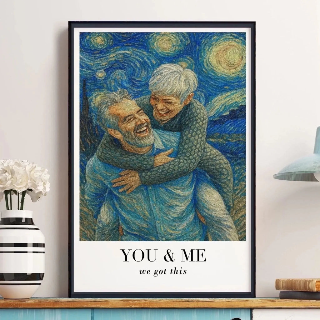 StarryTogether – Personalized Van Gogh Style Couple Portrait Poster or Canvas