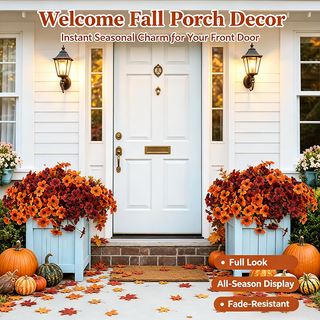 HarvestBloom – Fall & Halloween Artificial Flowers, 12 pcs UV-Resistant Colorful Faux Flowers🍂