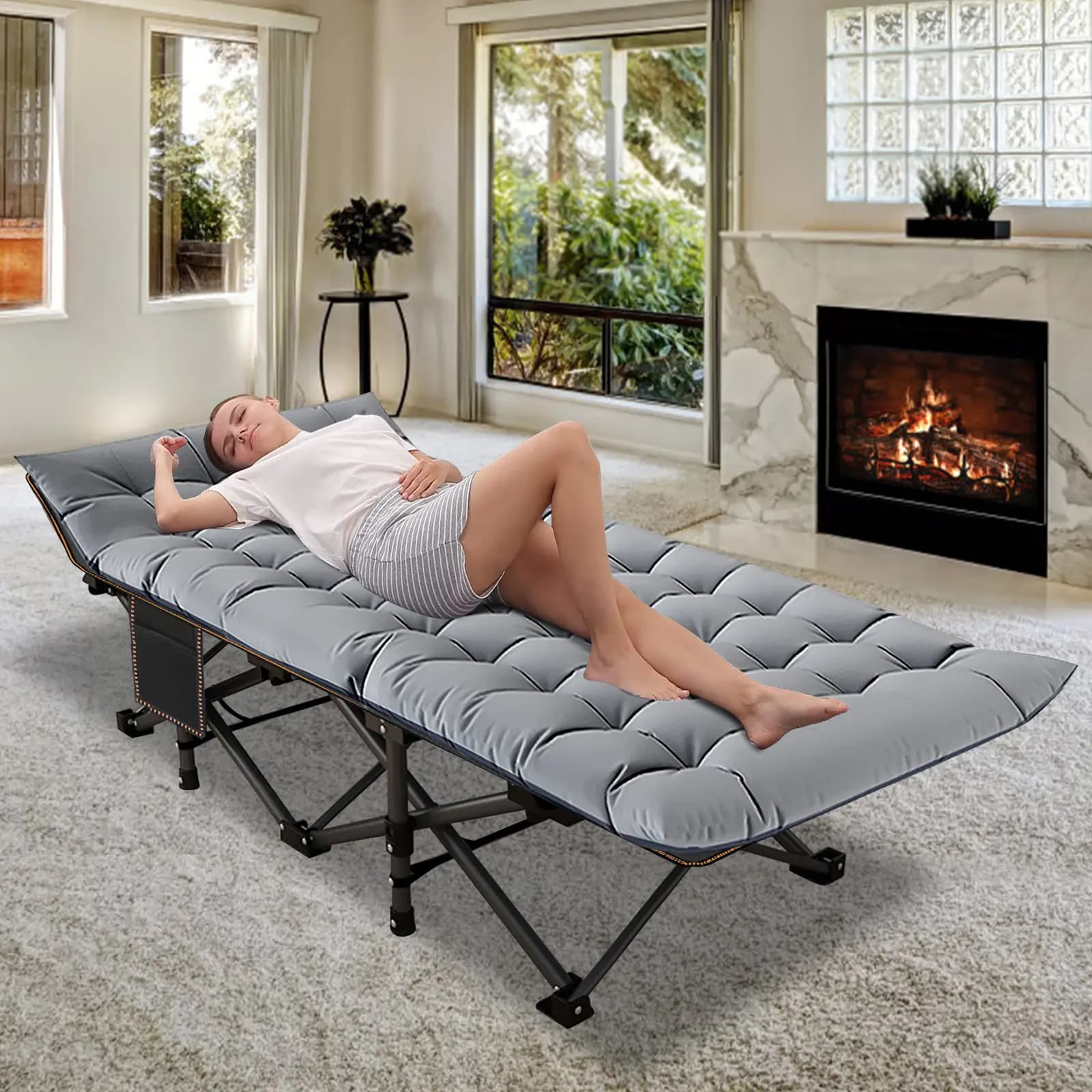 RestFold – Heavy-Duty Folding Camping Cot with Mattress