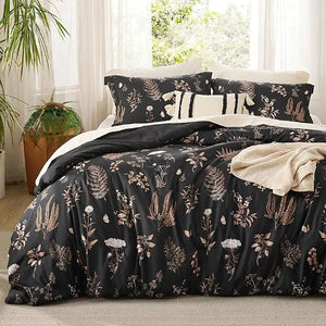Bedsure 3 Pieces Cute Floral Bedding Reversible Comforter Set -Soft  Bed Set, 1 Soft Botanical Flowers Comforter and 2 Pillow Shams Gifts