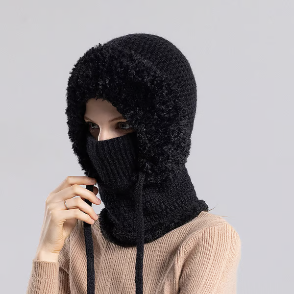 CozyHood – 💥🎁 Plush-Lined Knit Hooded Balaclava with Built-In Scarf