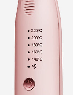 Pink appliance with temperature settings on a white background