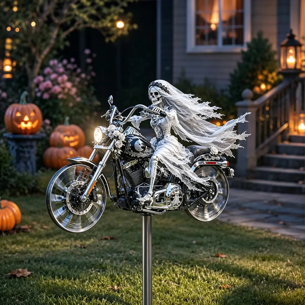 SpookRider – 🔥 Halloween Motorcycle Windmill Yard Stake 🎃🏍️
