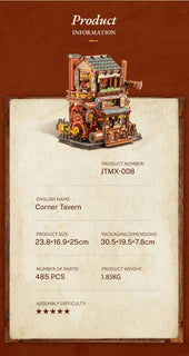 Corner Tavern product information: 485 pieces and finished dimensions