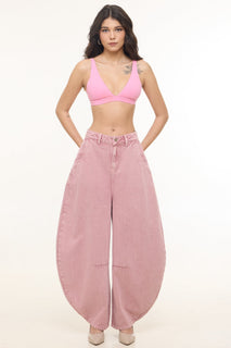 BarrelBloom – High-Rise Barrel Cut Wide-Leg Denim