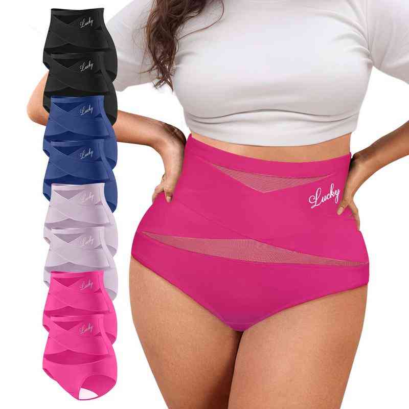 CrossSculpt Briefs – High-Waist Cross Tummy Control Panties, Plus-Size Multi-Pack